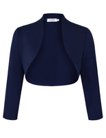 1 x RAW Customer Returns Clearlove Women s Long Sleeve Open Front Bolero Festive Blazer Bolero Jacket Shoulder Jacket Cardigan Top, Dark Blue Upgrade, XL - RRP €25.99