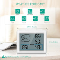 1 x RAW Customer Returns ORIA Digital Wireless Weather Station with Sensor, 3.7 Thermometer Hygrometer with Weather Forecast, Indoor Outdoor Temperature Humidity Monitor, 7 Weather Icons, Max Min, Trend, , Battery Operated - RRP €17.14