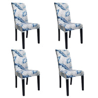 1 x RAW Customer Returns WANYIG Chair Covers Set of 4 Universal Stretch Chair Covers Elastic Modern Protector Bi-Elastic Stretch Cover Removable Chair Cover Slipcovers Blue Feather  - RRP €19.99