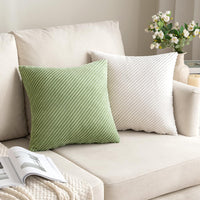 6 x Brand New MIULEE Set of 2 Cushion Covers Diagonal Striped Corduroy Cushion Cover Christmas Christmas Pillow Case Sofa Cushion Couch Cushion Decoration Decorative Pillow Case Cuddly Pillow for Sofa 45 x 45 cm Pure White - RRP €122.4