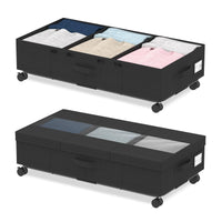 1 x RAW Customer Returns iDavosic.ly 2 Pack Underbed Storage Box, Foldable Underbed Chest of Drawers with Wheels, 76L Underbed Chest of Drawers with Lid Large, Bed Box Storage Bed Drawer Organizer, Black - RRP €50.41