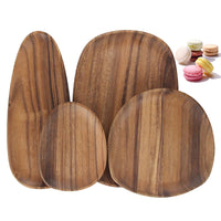 1 x RAW Customer Returns YFWOOD Serving Trays Set of 4, Round Irregular Wooden Appetizer Plates Cheese Snacks Dessert Sushi Fruit Salad Wooden Plates - RRP €41.98