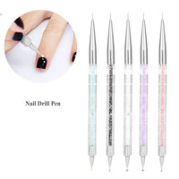 1 x RAW Customer Returns Nail Art Brush, 5 Pieces Liner Brush Double Heads Crystal Dotting Manicure Tools Painting Dot Pen Nail Art Color Set - RRP €18.0