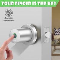 1 x RAW Customer Returns FITNATE Fingerprint Doorknob, Smart Biometric Door Lock Fingerprint Doorknob with App Control, User Management, Touch to Open Button for Bedroom, Home, Hotel, Office, Silver - RRP €65.99