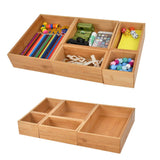 1 x RAW Customer Returns FOROREH 5 drawer organization system cutlery boxes made of bamboo, drawer organizer boxes in different sizes, ideal as make-up organizer drawer storage boxes in the kitchen, bathroom and office - RRP €28.14