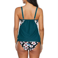 1 x RAW Customer Returns Durio Tankini for Women Slimming Tankini Sexy with Bikini Briefs Two-Piece Tankini Top Push Up Swimwear Swimsuit Dark Green with Flowers 42 Tag Size XL  - RRP €33.26