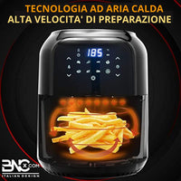 1 x RAW Customer Returns 5.5 Litre Hot Air Fryer, Air fryer with 8 Programs, Keep Warm Function, LED Touch Screen Display, Oil and Fat Free Fryer, BPA PFOA Free, Power 1400W, Italian Manual - RRP €85.78