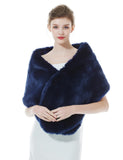 1 x RAW Customer Returns BEAUTELICATE Faux Fur Shawl Stole Bolero Fur Women Wedding Bridal Evening Bridal Shawl Bridal Stole - Navy Blue - Size One size fits all - RRP €39.99