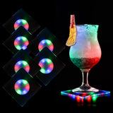 17 x Brand New MEDOYOH 6 Pieces Square Colorful Illuminated Coasters for Drinks, ON OFF LED Coasters Beer Cocktail, Waterproof Acrylic Coasters for Party Weddings Engagement Bar Christmas - RRP €267.41