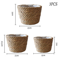 3 x Brand New Hillylolly Seagrass Planter, Hand Woven Flower Basket, Indoor Straw Flower Pot, Seagrass Basket, Flower Pot Basket, Plant Basket, Flower Basket 3 Packs  - RRP €86.97