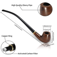 1 x RAW Customer Returns Vamdeson Churchwarden Tobacco Pipe, Handmade Ebony Tobacco Pipe Set, Perfect Pipe Set for Beginners to Smoke with Gift Set and Accessories - RRP €29.23