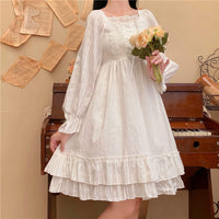 1 x RAW Customer Returns Himifashion Lolita Dress Teenage Girls Lace Ruffles Princess Dresses Japanese Long Sleeve Dress, White, L, HM-681 - RRP €26.99