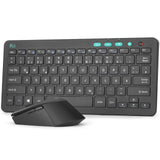 1 x RAW Customer Returns Rii Keyboard Mouse Set Wireless, 2.4G Wireless Compact Keyboard with Wireless Mouse for Laptop, PC and Smart TV, German QWERTZ Layout, Black - RRP €21.99