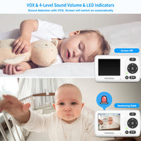 1 x RAW Customer Returns HelloBaby Baby Monitor with Camera Remote Controlled Pan-Tilt-Zoom, Infrared Night Vision, Temperature Display, Lullabies, Two-Way Audio, with Wall Mount - RRP €49.99