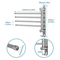 1 x RAW Customer Returns JSVER 180 rotation towel rail stainless steel bath towel rail with 4 arms swivel arm towel rail wall mounting bathroom towel rails brushed for bathroom, kitchen and cloakroom - RRP €17.7