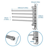 1 x RAW Customer Returns JSVER 180 rotation towel rail stainless steel bath towel rail with 4 arms swivel arm towel rail wall mounting bathroom towel rails brushed for bathroom, kitchen and cloakroom - RRP €17.7