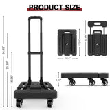 1 x RAW Customer Returns SOLEJAZZ Folding Hand Cart Truck Portable Cargo Moving Cart 500lb Cart with 6 Wheels and 2 Bungee Cords for Luggage Travel Moving Moving Shopping Office Use Black - RRP €46.63