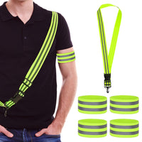 1 x Brand New mizikuu Reflective Vest Jogging Set, Reflective Vest with 4 Reflective Band Hand Straps Adjustable Safety Vest Reflective Reflective Belt for Cycling, Hiking, Jogging, Hiking - RRP €36.0