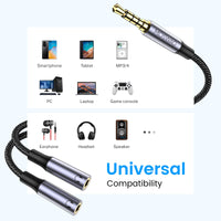 1 x RAW Customer Returns MOSWAG Audio Splitter Aux Cable, Headphone Mic Splitter Adapter, 3.5mm TRRS Male to 2 x 3.5mm Female Plug Headphone Microphone Audio Adapter for Gaming Headset, PS4, Xbox One, Notebook - RRP €7.04