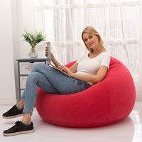 1 x RAW Customer Returns LONEEDY Inflatable Chair Sofa, Inflatable Seat Gaming Lounger, Indoor Outdoor Camping Garden Stylish Soft Plush Fabric for Adults Kids Single Spherical Red  - RRP €29.33