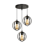 1 x RAW Customer Returns Tealight Pendant Light Black 3 Bulbs, Retro Hanging Lamp Ceiling Light, Vintage Adjustable Hanging Light Industrial Design Made of Metal, E27 Ceiling Light Black for Living Room, Dining Room - RRP €50.53