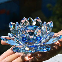 2 x RAW Customer Returns TYGJB Fine Quartz Crystal Glass Lotus Flower Natural Stones Minerals Feng Shui Ball Crystals Flowers Wedding Souvenirs Blue  - RRP €27.78