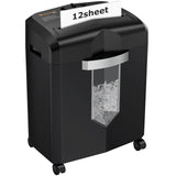 1 x RAW Customer Returns Bonsaii 12 Sheet Paper Shredder, Cross Cut Paper Shredder, P-4 Level Shredder for Office, 16L Trash Can, Office Paper Shredder with Wheels C266-A  - RRP €70.58