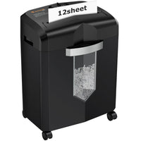 1 x RAW Customer Returns Bonsaii Office Paper Shredder, 12 Sheet Cross-Cut Paper Shredder, P-4 Security Level, 16L Bin, Paper Shredder with Wheels C266-A  - RRP €79.33