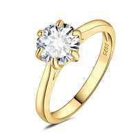 1 x RAW Customer Returns JewelryPalace Classic 8mm 2ct Round Cut Moissanite Solitaire Promise Ring Women, Engagement Ring Ladies Ring Rings Silver 925 with Stone for Women, Simulated Diamond Anniversary Wedding Rings Gold Plated 57 - RRP €63.0