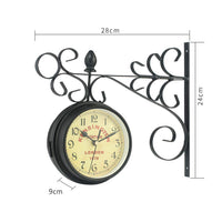 1 x RAW Customer Returns WERTAZ Double Sided Vintage Wrought Iron Antique Wall Clock Hanging Clock Retro Station Chandelier Round Wall Shift Side Mount - RRP €20.4