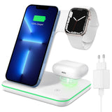 1 x RAW Customer Returns XIMU Wireless Charger, 3 in 1 Fast Charging Station Wireless Charger with 15W QC 3.0 Adapter Compatible with iPhone 14 13 Pro 13 13 Pro Max 12 Pro 11 Apple Watch 7 6 SE 5 Air Pods 3 - RRP €20.33