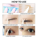 4 x Brand New Eyelid Strips, Double Eyelid Sticker, Double Eyelid Tape, Eyelid Strips, Invisible Double Eyelid Sticker, 480 Pieces Instant Eyelid Stickers, 2 Pieces Fork Rods - RRP €62.4