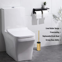 1 x RAW Customer Returns bgl Toilet Brush Holder Gold, Stainless Steel Gold Round Freestanding Toilet Brush and Holder for Bathroom Gold  - RRP €27.2