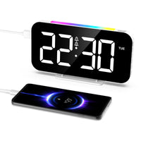 1 x RAW Customer Returns LOFICOPER LED Digital Alarm Clock, 6.6 Modern Table Clock with 10 RGB Night Light Modes, 5 Brightness, 3 Volume Adjustable, Dual Alarms, 12 24H, Snooze, Type-C - RRP €18.38