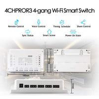 1 x RAW Customer Returns 4CH PRO R3 4-Gang WiFi Switch Intelligent, 433Hz RF Remote Control Garage Door and Blinds, With Self-Locking, Locking, Inching Mode, Compatible with Alexa, Google Home and IFTTT Electroscope - RRP €40.57