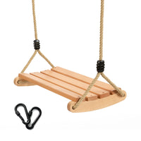 1 x RAW Customer Returns Wooden swing, wooden outdoor swing for adults and children, garden outdoor swing with adjustable rope for indoor and outdoor swings, up to 100 kg, indoor outdoor swing - RRP €36.29