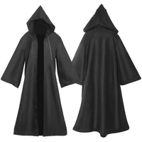 1 x RAW Customer Returns Cape with long hood made of satin, cloak black brown unisex for adults, Jedi robe medieval cloak Halloween costume carnival cape masquerade 2XL, brown  - RRP €19.2