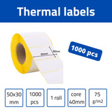 3 x RAW Customer Returns MD Labels White thermal labels on a roll - 50x30 mm - 1000 pieces - core 40 mm - permanent adhesive, for barcodes - white adhesive labels for labeling - thermal labels - RRP €29.94