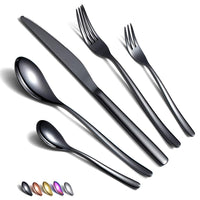 1 x RAW Customer Returns HOMQUEN Black Cutlery Set 30 Pieces, Black Cutlery Set Made of Stainless Steel, Black Titanium Coating, Utensil Sets Service Set for 6 Shiny Black  - RRP €36.98