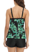 7 x Brand New AOQUSSQOA Women Floral Halter Tankini Set with High Waist Shorts Sporty Bikini Swimwear Green Leaf, L  - RRP €184.73