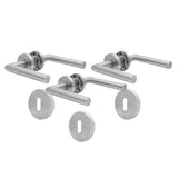 1 x RAW Customer Returns AwmnSrman door handle door handle set stainless steel door handle brushed interior doors of bathroom and toilet the shape of L handle set silver 3 pieces - RRP €30.08