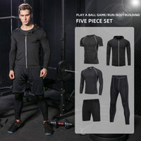 1 x RAW Customer Returns HZQIFEI Men 5 Piece Sports Suits Clothing Set Hooded Jacket Short Long Sleeve Compression Shirts Compression Pants Shorts Style 5, XXL  - RRP €39.99