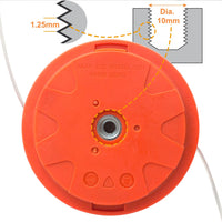 1 x RAW Customer Returns Zeqeey Grass Trimmer Replacement Spool Head M10 x 1.25 Left Hand Thread with 15m 2.4mm Trimmer String Wire for Brush Cutter, Universal Mowing Head, Color Orange - RRP €17.99