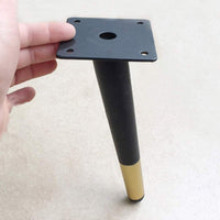 1 x RAW Customer Returns Drenky Pack of 4 Slanted Table Legs, Metal Cabinet Legs, Tapered Furniture Legs, 201 Stainless Steel, Black Golden, 15 cm Height, No-Slip Silent Base Placement for Sofas, Tables and Other Furniture Legs - RRP €18.14