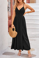 1 x RAW Customer Returns OUGES Women s Summer Dress V-Neck Maxi Dress Backless High Waist Spaghetti Strap Casual Dress Long Split Dresses Black, M  - RRP €31.25