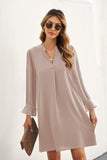 1 x RAW Customer Returns ANFTFH Women s V-neck Ruffle Shirt Dress Plain Casual Dress Long Sleeve Casual Dresses T-shirt Dresses Party Dresses Light Pink S - RRP €35.99