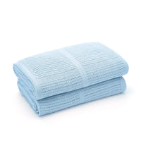 1 x RAW Customer Returns Bloomsbury Mill - Pack of Two - 100 Pure Organic Cotton - Extra Soft Honeycomb Baby Blankets - Pram Travel Portable Cot - Light Blue - Light Blue - RRP €20.62