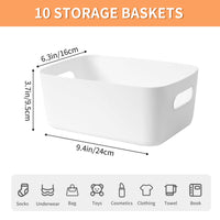 1 x RAW Customer Returns LYLIDIA Pack of 10 Storage Boxes Plastic Storage Basket with Handles Kitchen Cabinet Organizer Box Baskets Storage Plastic Box for Bathroom Shelf Plastic Box White  - RRP €27.22