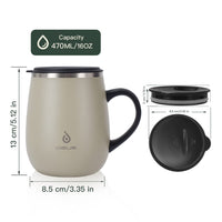 1 x RAW Customer Returns Ideus Coffee Mug 470 ml 16 oz , Double Wall Vacuum Insulated Stainless Steel Coffee and Tea Cup with Non-Slip Handle and Sliding Module Lid and Large Volume Celadon  - RRP €24.99