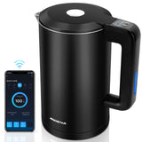 1 x RAW Customer Returns Aigostar Benjamin - Smart kettle with temperature setting 40 C-100 C, WiFi control compatible with Alexa, 1.7 L stainless steel double wall cool touch, quiet wireless, keep warm function, black - RRP €39.99